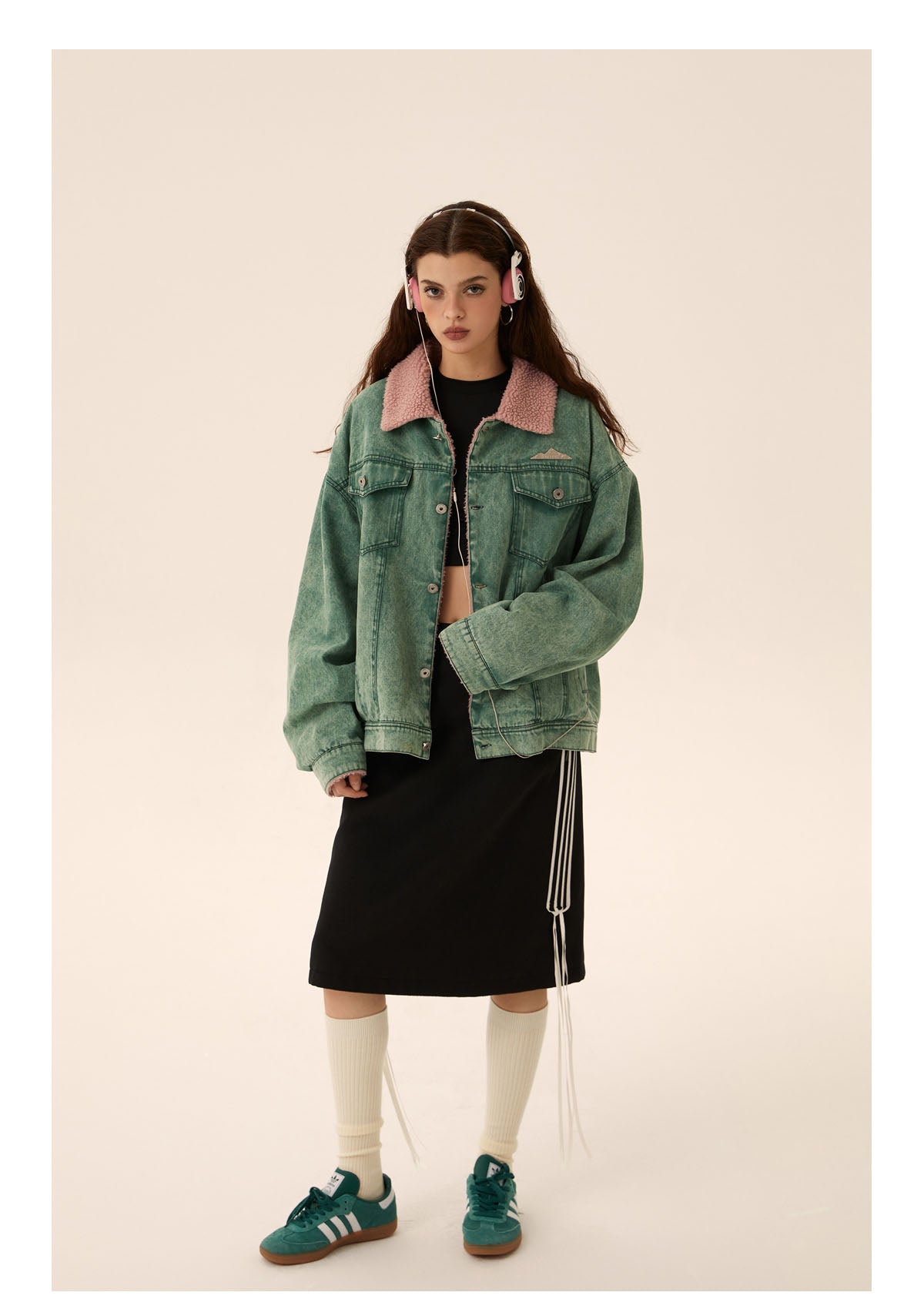 Retro Washed Boa Denim Jacket P410