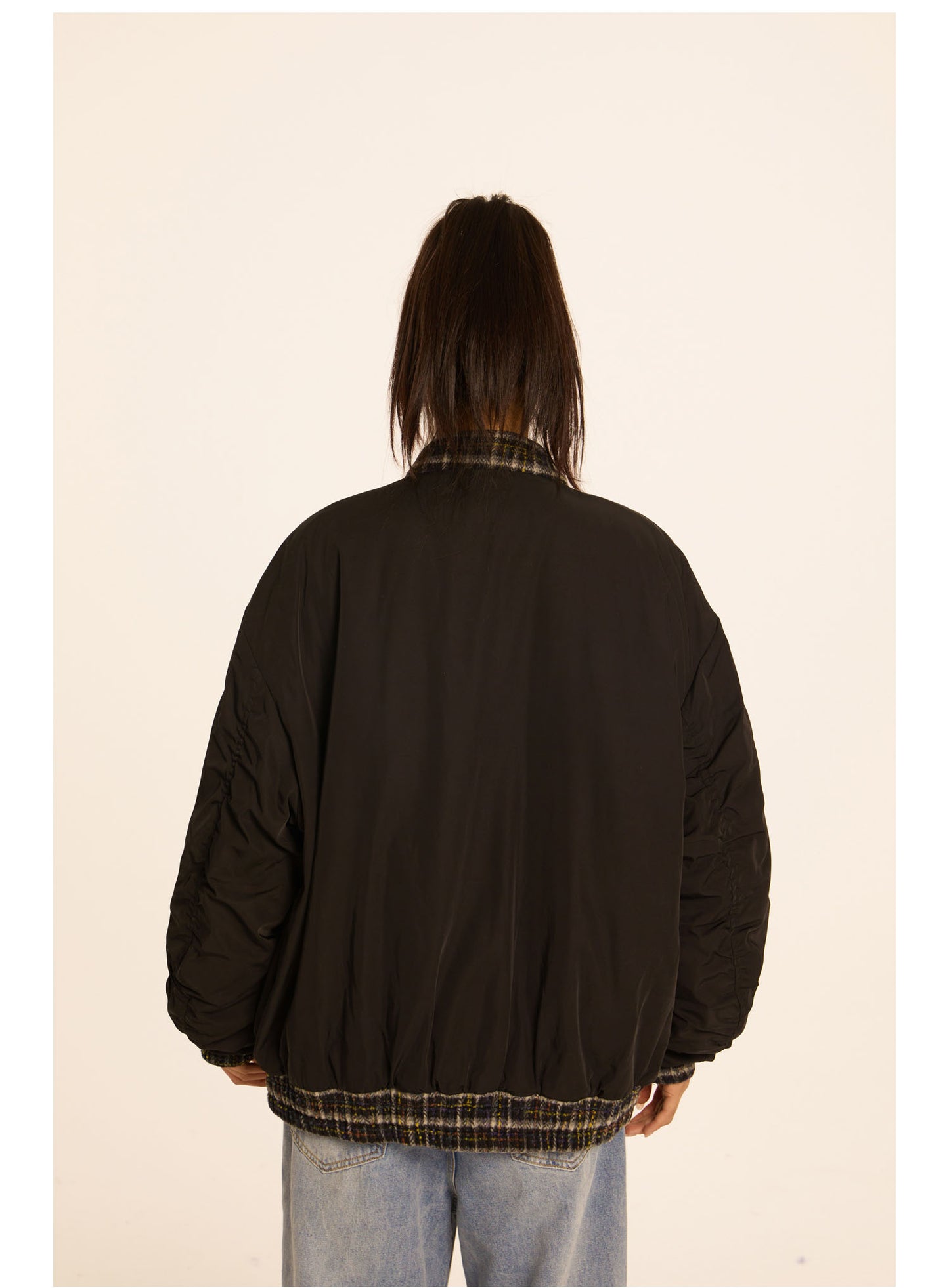 Retro check bomber jacket P433