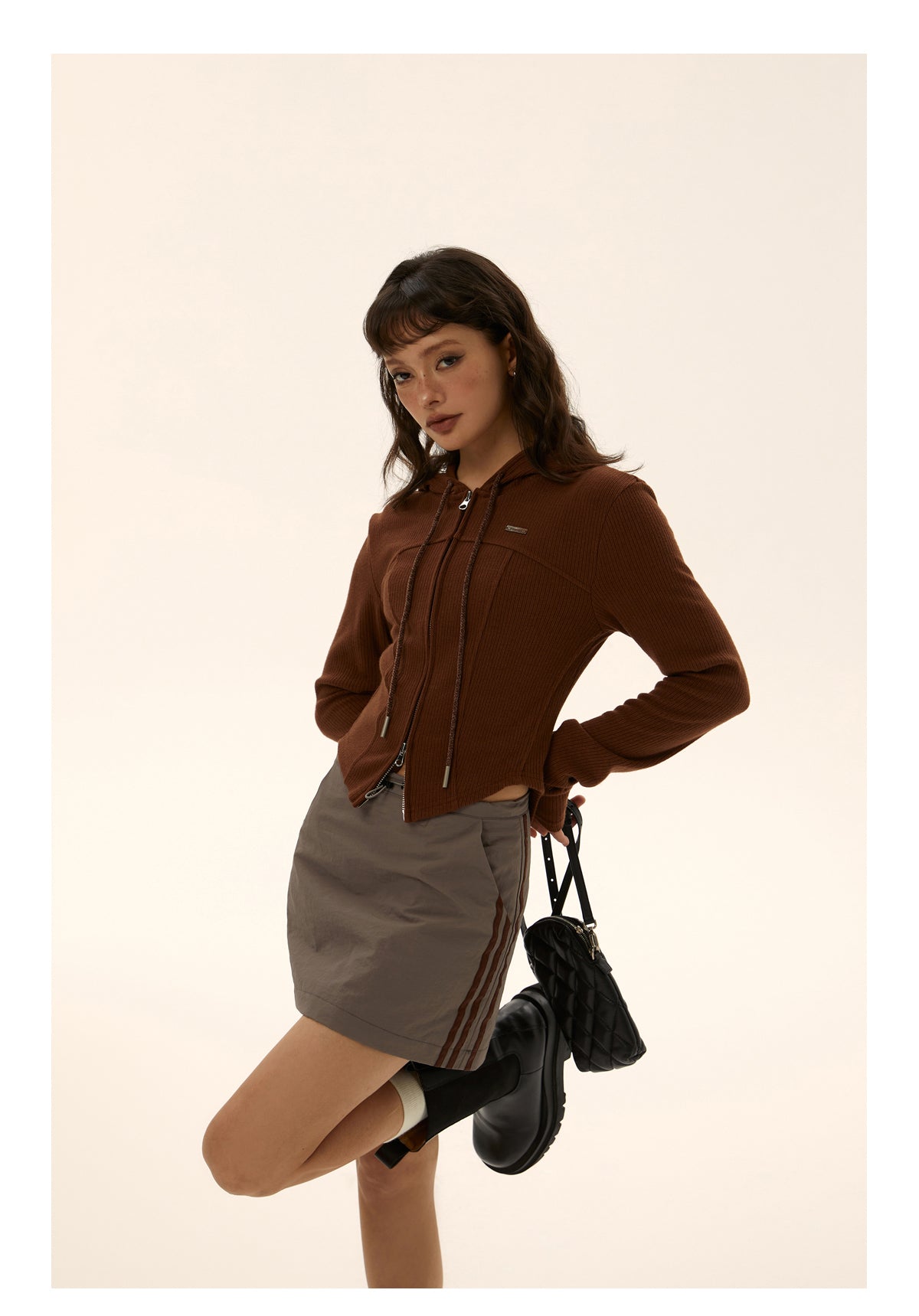 Slim fit short length hoodie P232