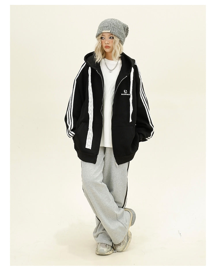 レースストラップサイドラインパーカー P1787