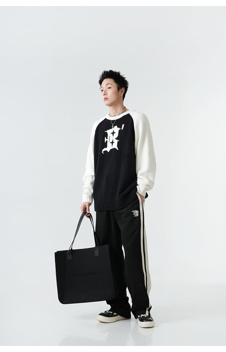 콘트라스트 스플라이싱 니트 P385