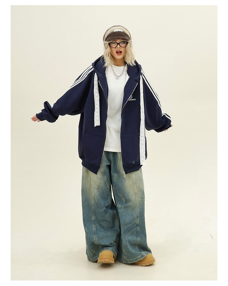 レースストラップサイドラインパーカー P1787