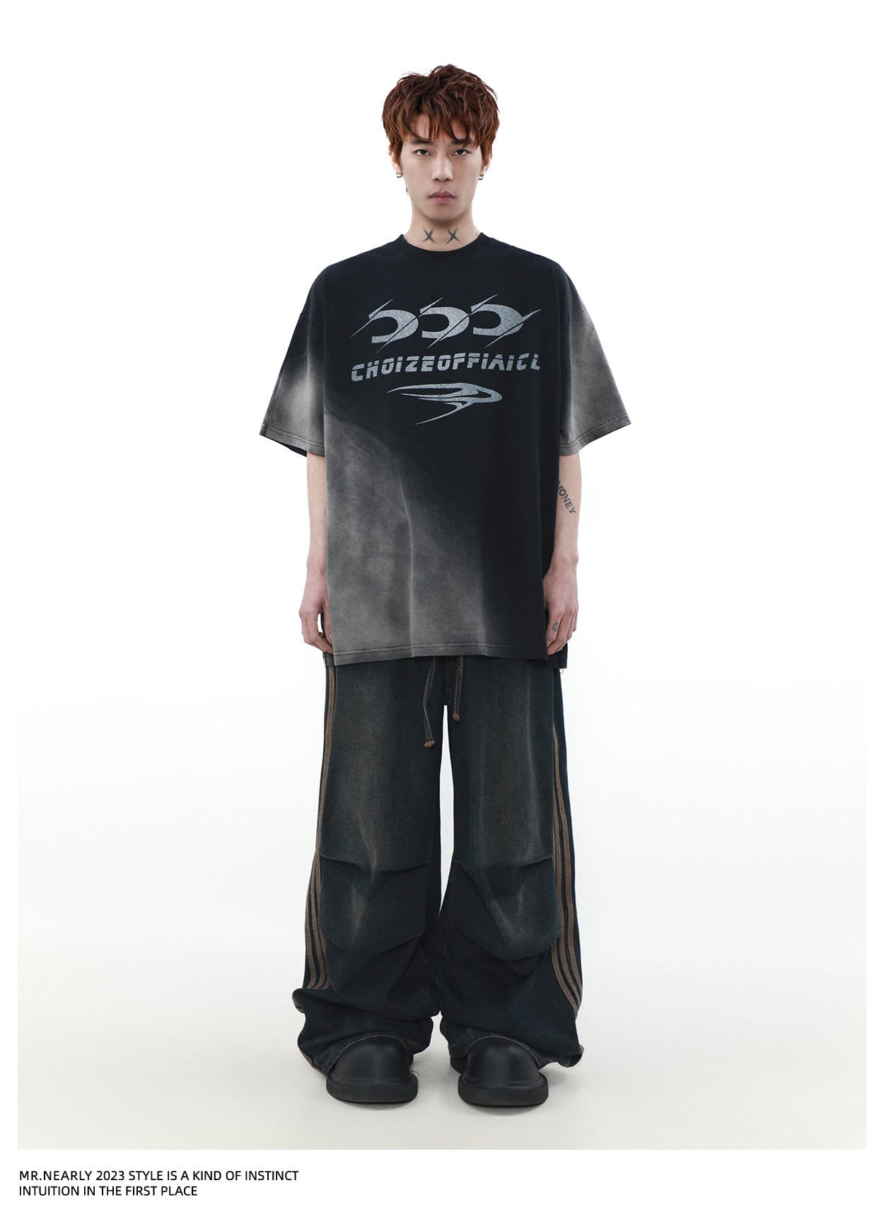 American retro wash gradient short sleeve T-shirt P1339