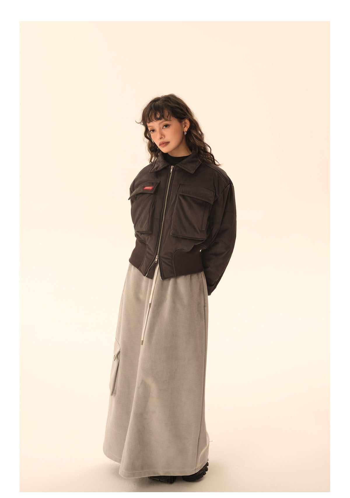 American retro big pocket short jacket P442