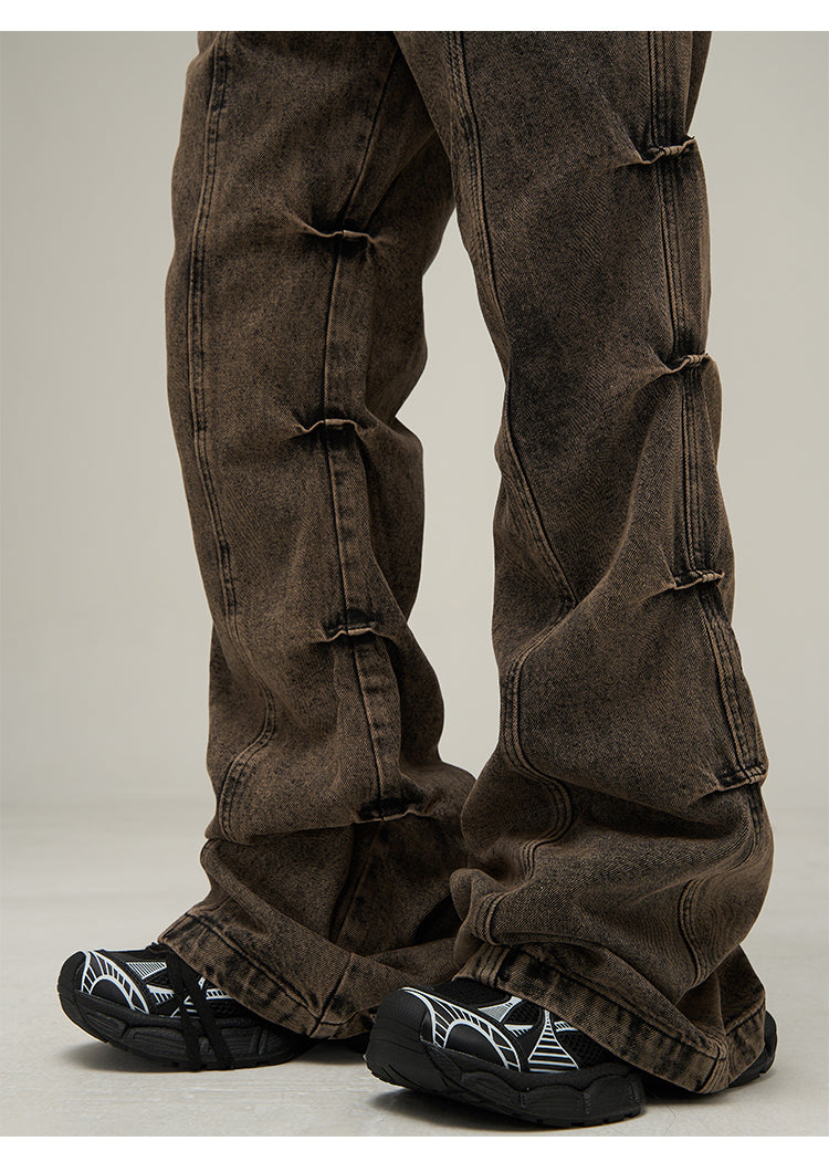 American retro slim flare washed denim pants P610