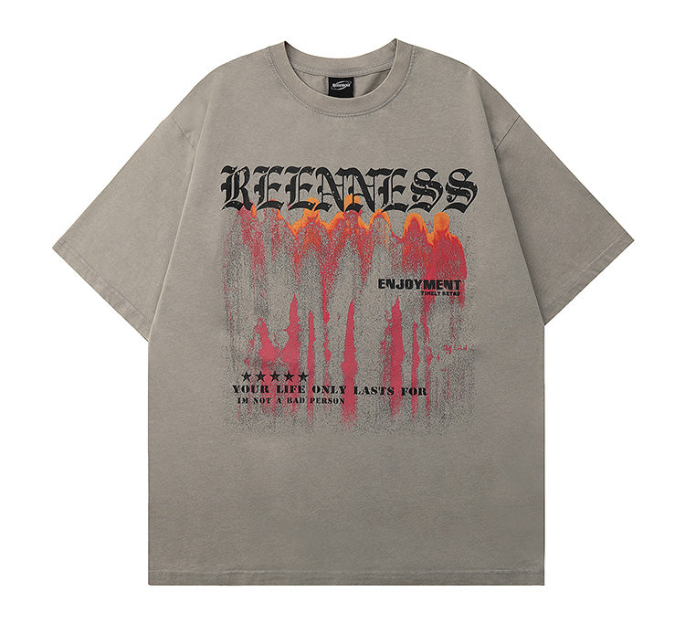 ウォッシュドペイントプリント Tシャツ P1521