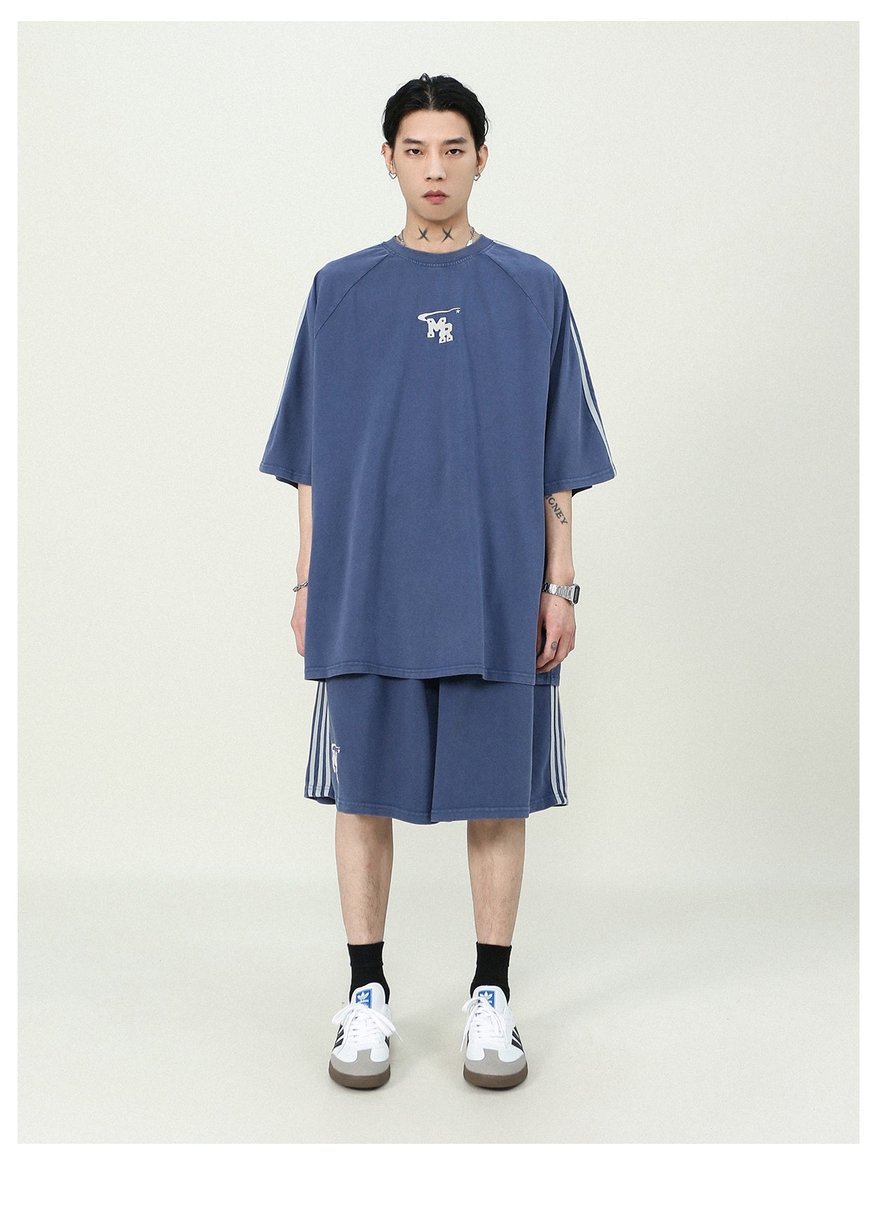 Oversized side line shorts P181