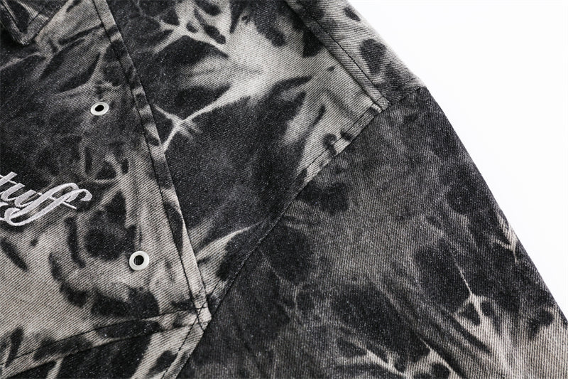American retro tie-dye denim jacket P1334