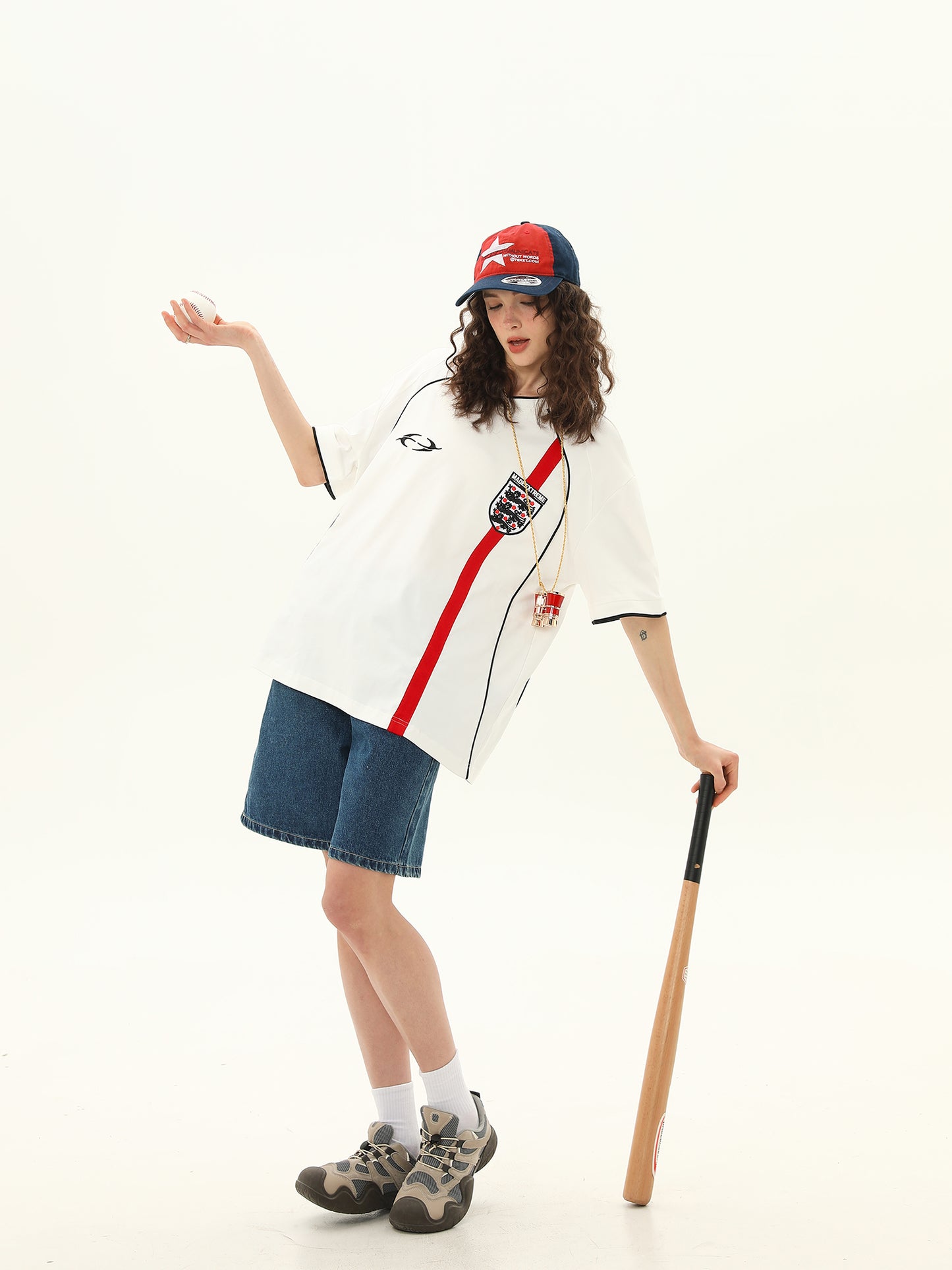 Vネック スポーツスタイル Tシャツ P2100
