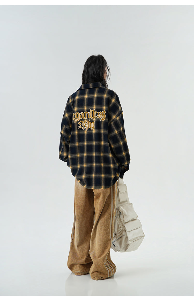콘트라스트 체크 무늬 셔츠 P380