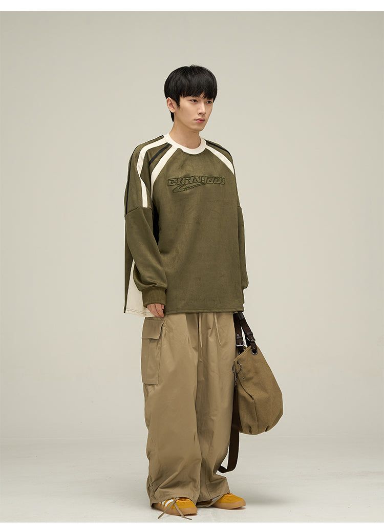 Retro round neck sports sweatshirt P618