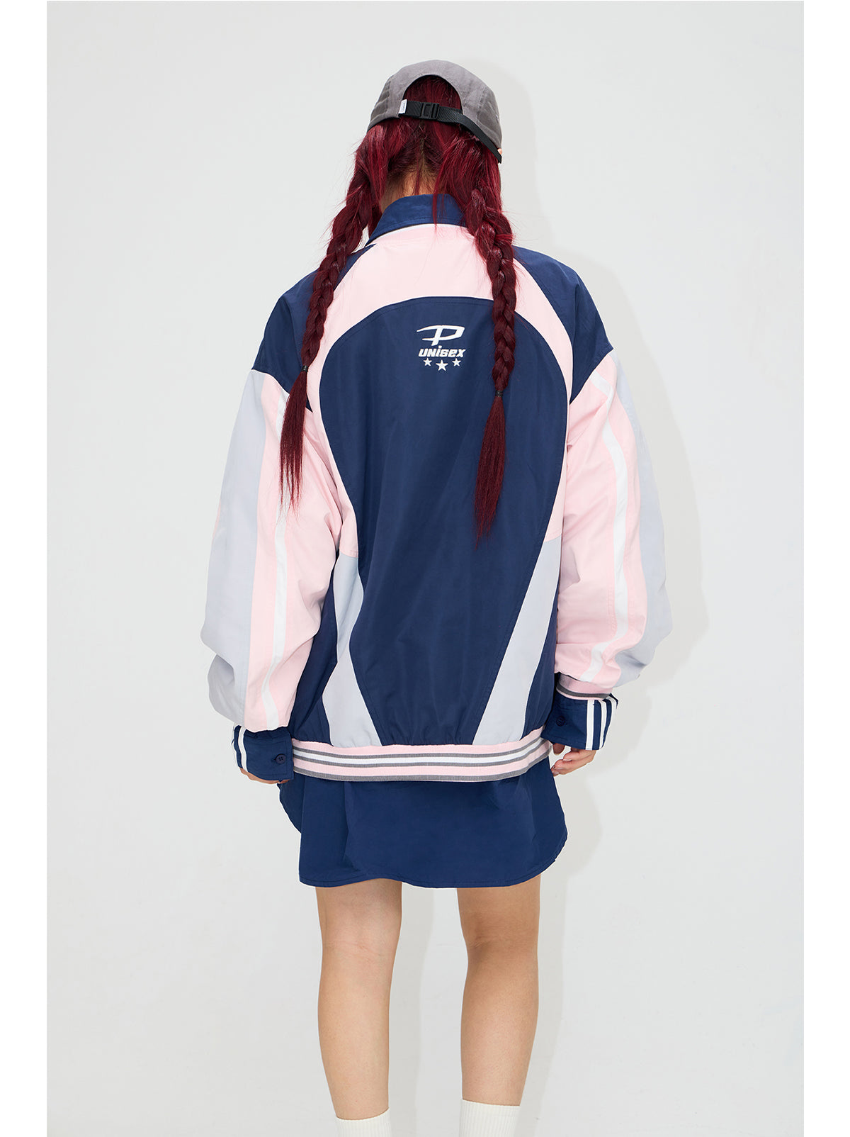 V-neck contrast color uniform casual top P522