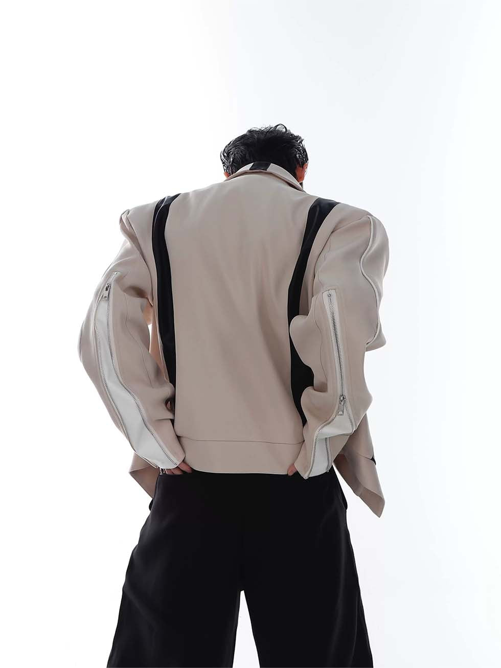 스플라이싱 PU 가죽 재킷 P1045