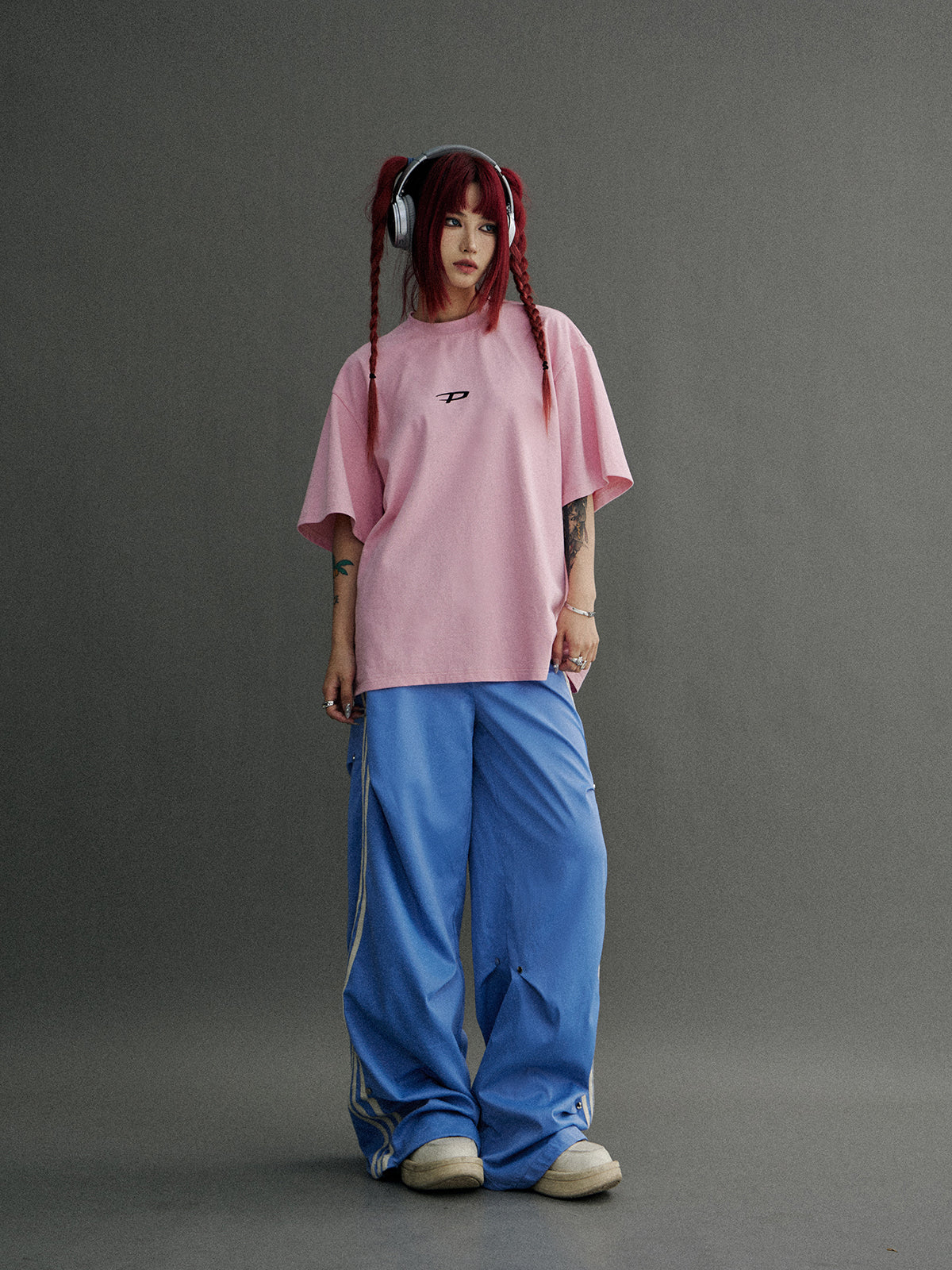 Wide leg side line casual pants P548