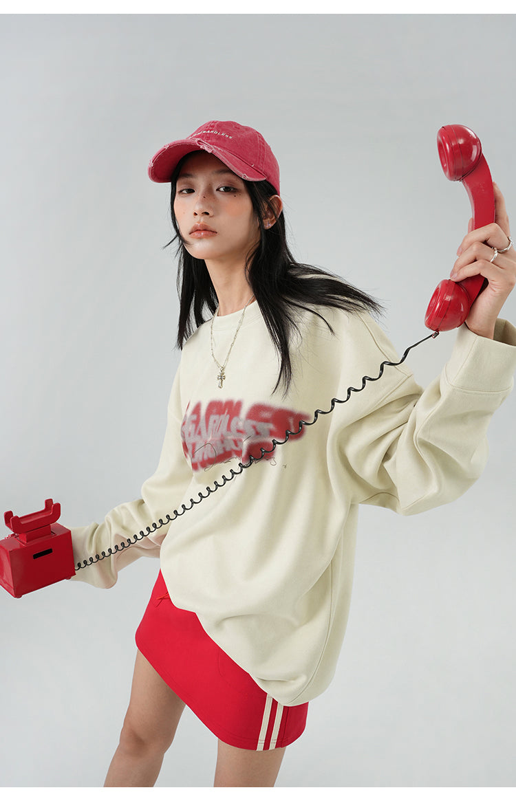 오버사이즈 로고 넥 스웨트 P401