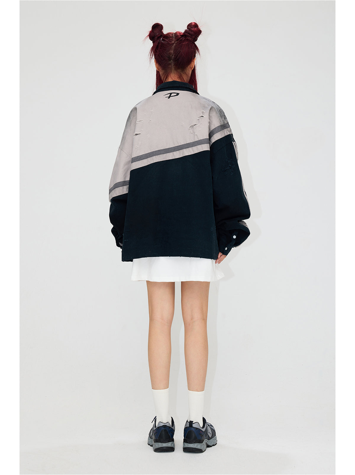 Loose fit damaged half pro sweatshirt P533