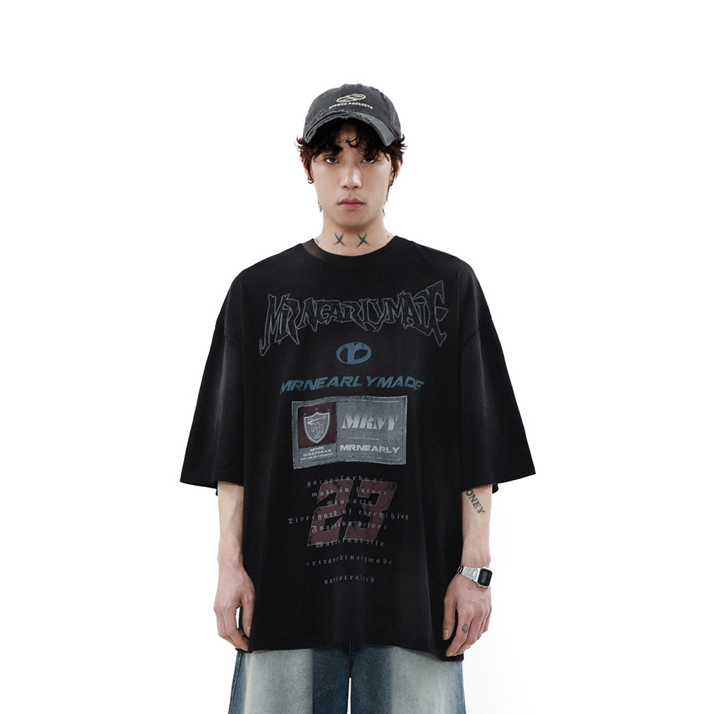 하이 스트리트 데미지 반소매 티셔츠 P1350