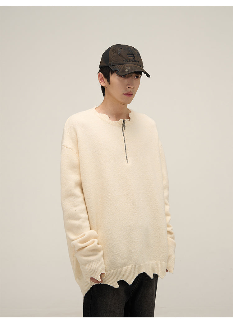 Slim fit niche design half zip knit P623