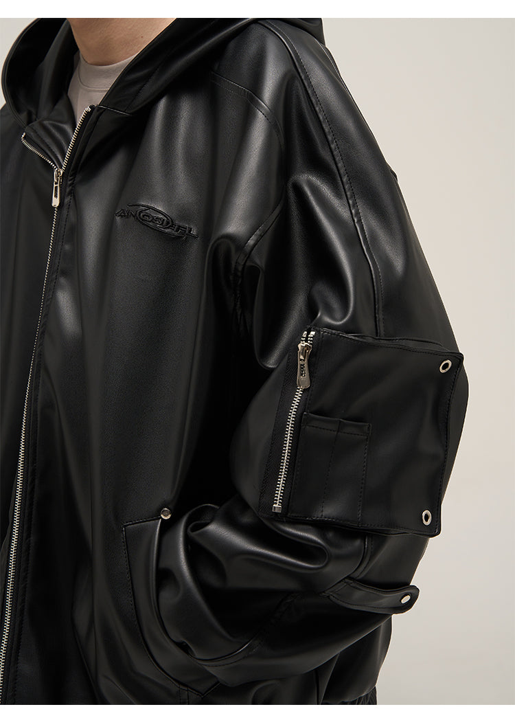 サイドポケットレザージップジャケット P672