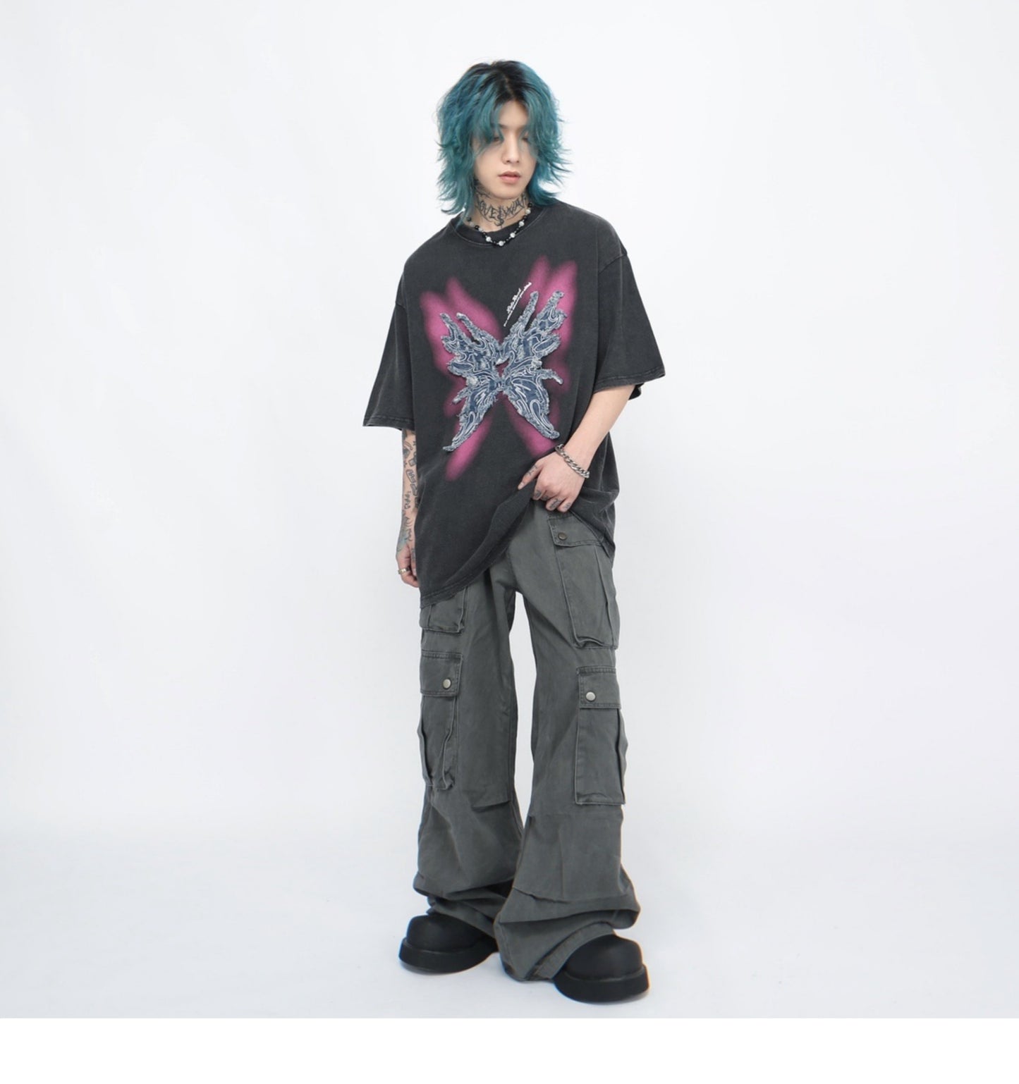 ダメージウォッシュド ショートスリーブTシャツ P1370