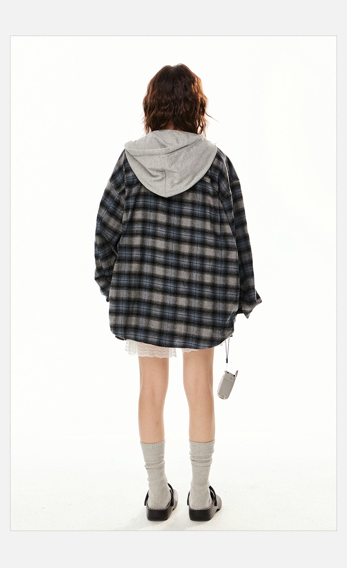 スプライシング フード付きシャツ P1967