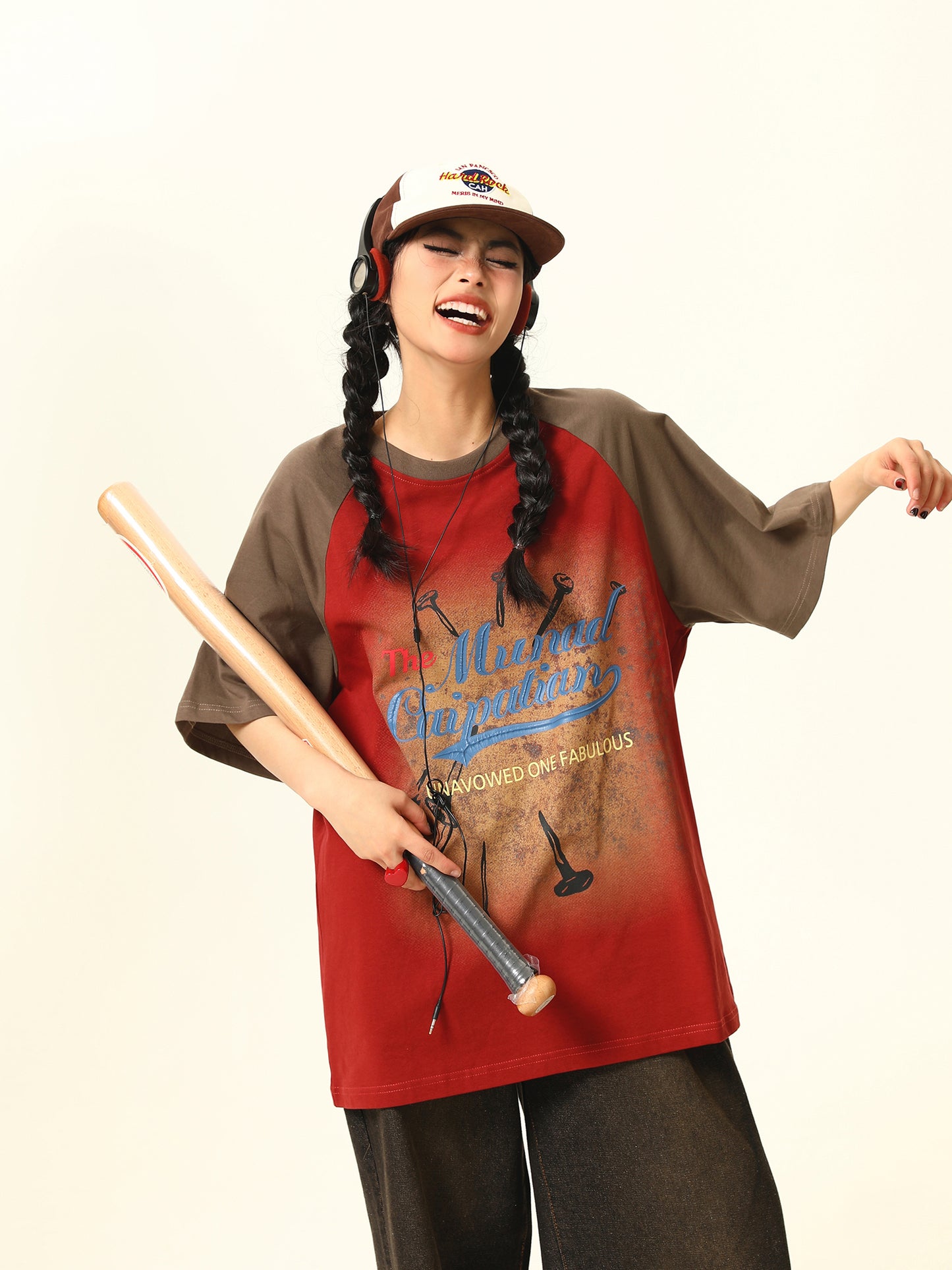 コントラストカラー ラグランスリーブ Tシャツ P2034
