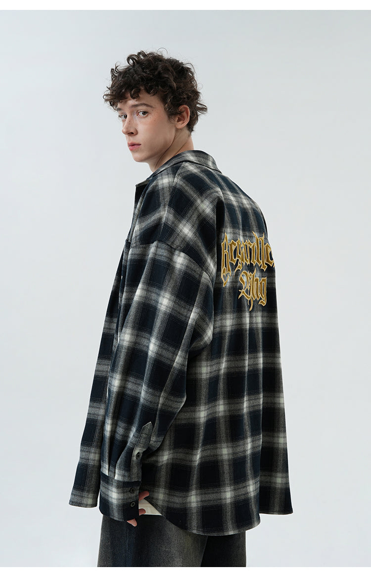 콘트라스트 체크 무늬 셔츠 P380