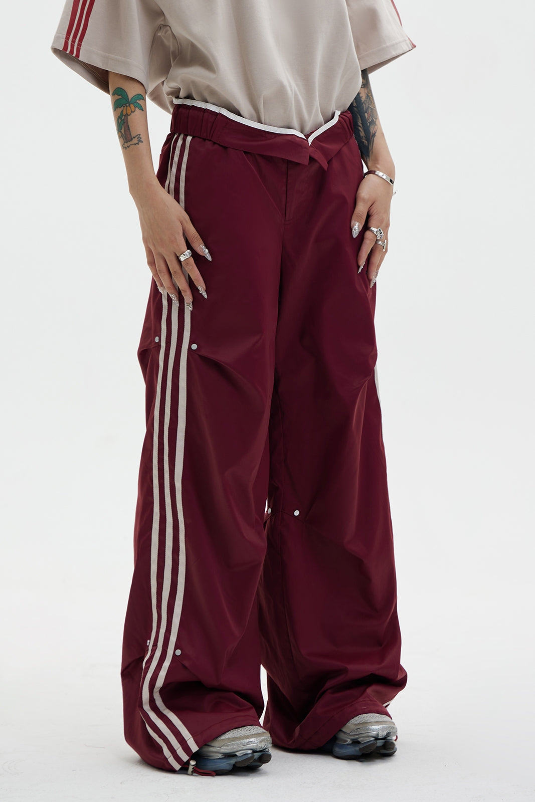 Wide leg side line casual pants P548