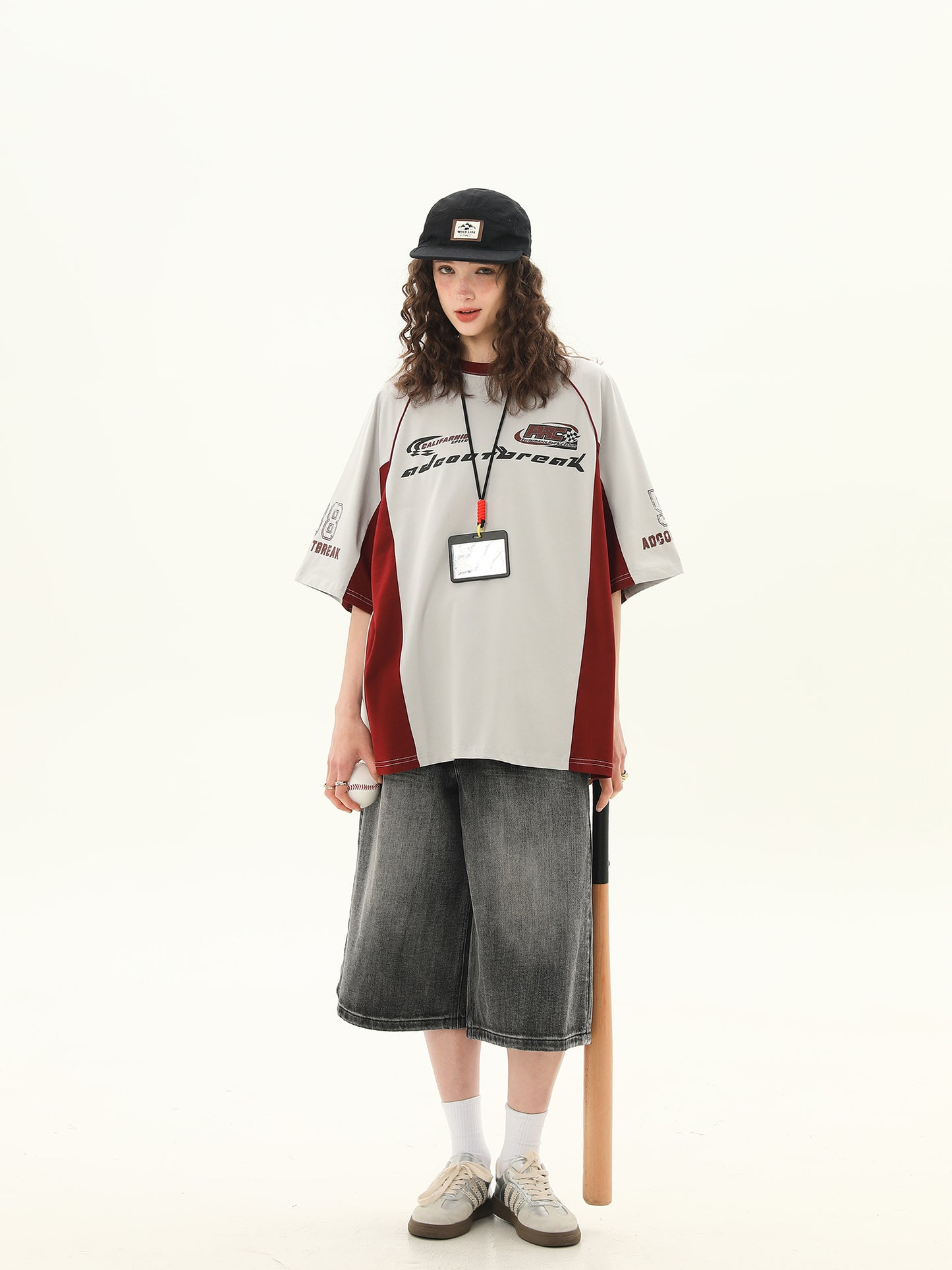 スプライシング コントラストカラー Tシャツ P2104