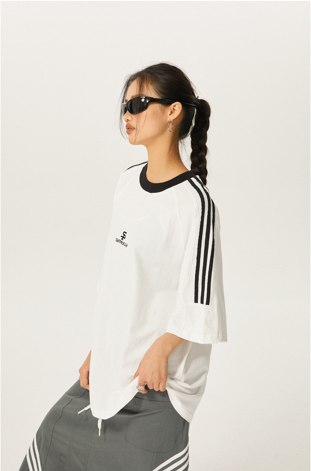 Round neck side line T-shirt P176