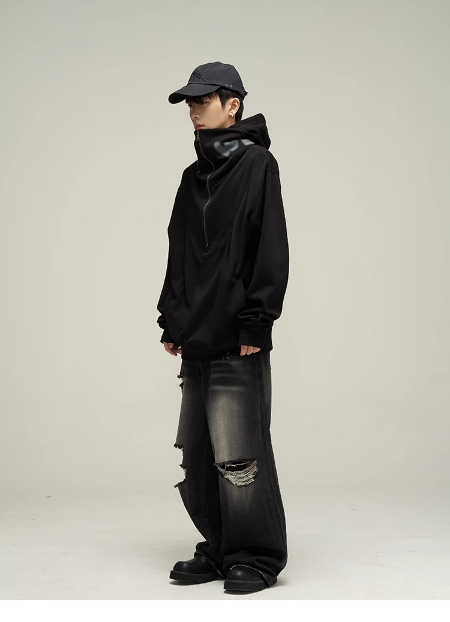 하프 Zip 헤비 파커 P342