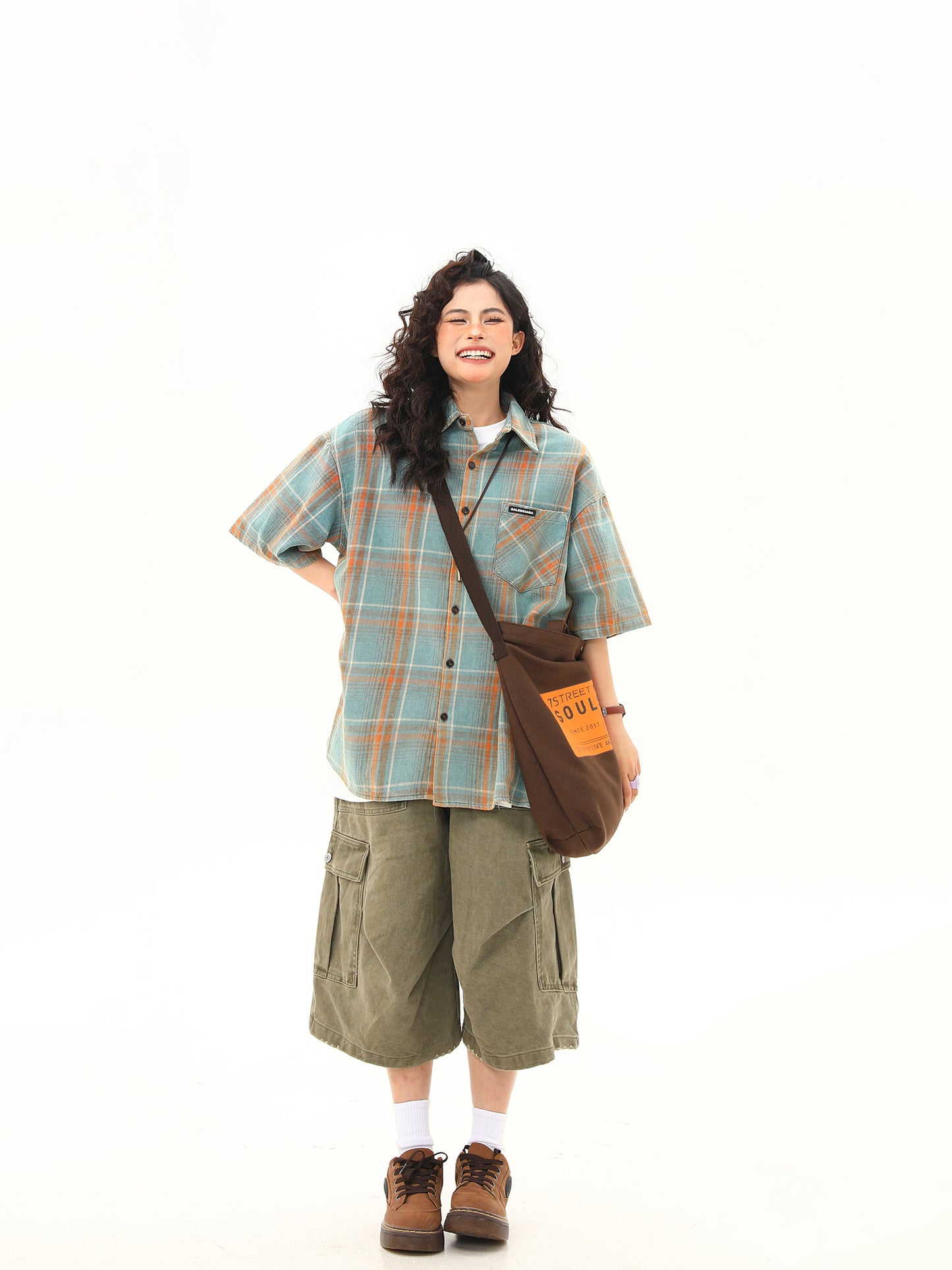 レトロ チェック柄シャツ P2067
