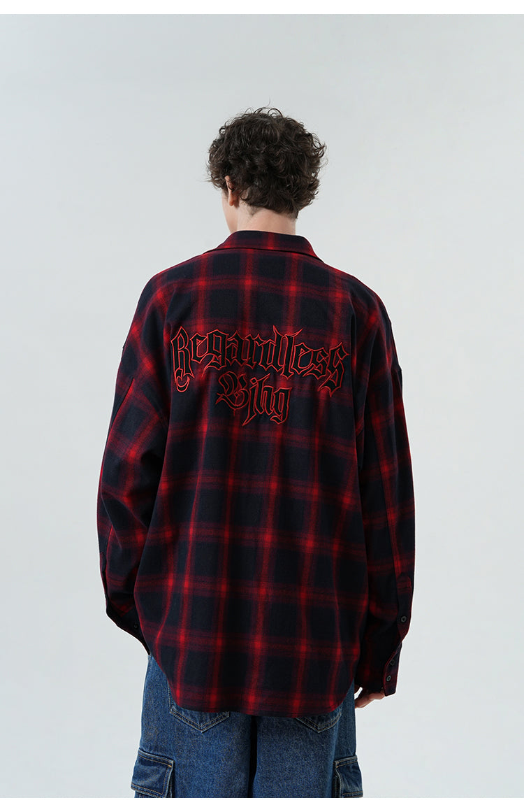 콘트라스트 체크 무늬 셔츠 P380