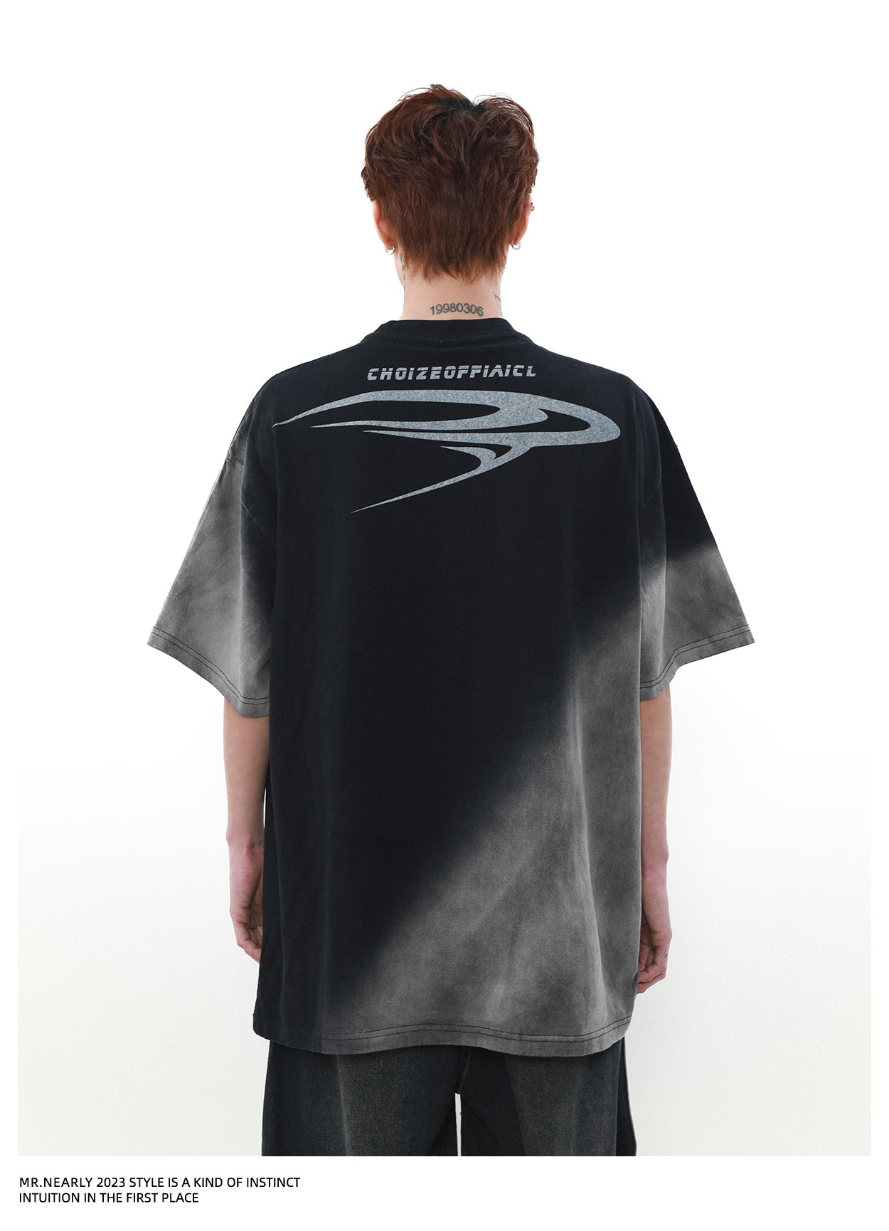 American retro wash gradient short sleeve T-shirt P1339