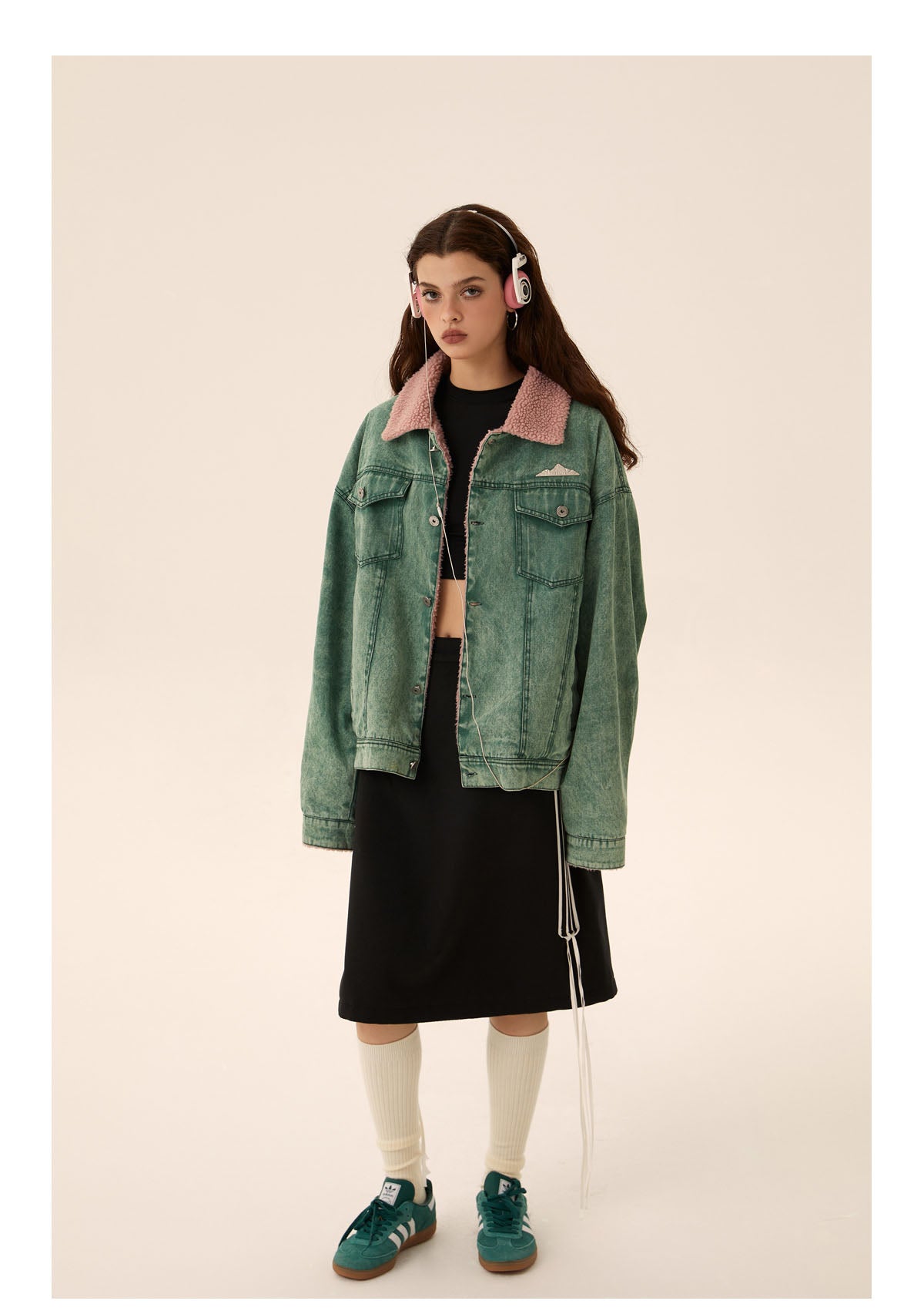 Retro Washed Boa Denim Jacket P410