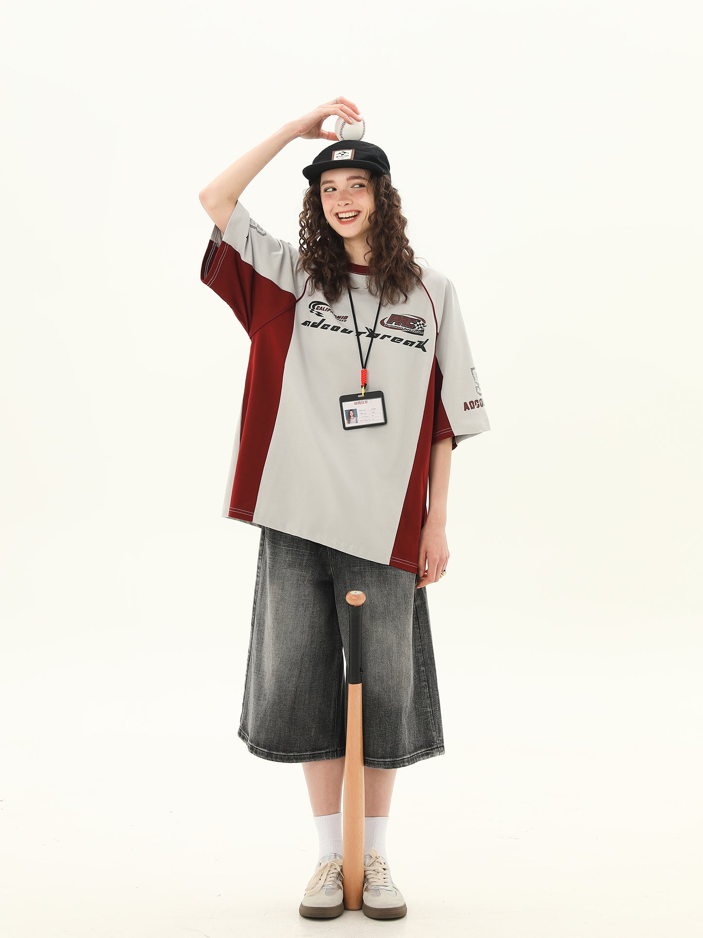 スプライシング コントラストカラー Tシャツ P2104
