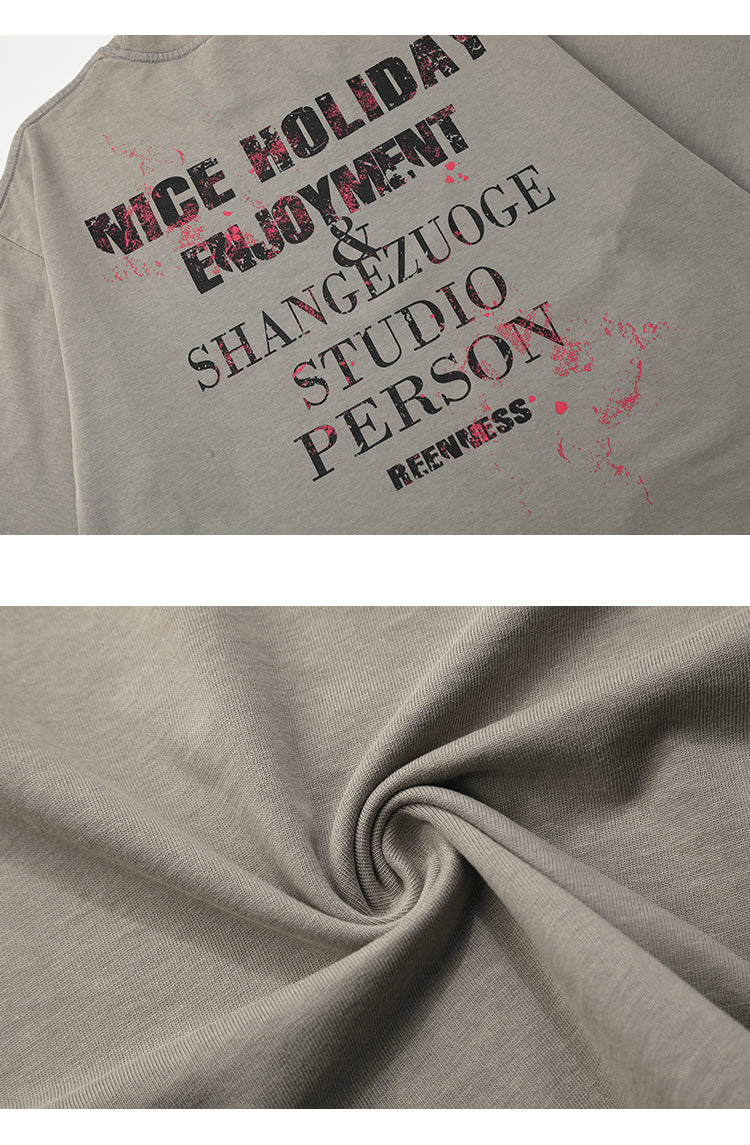 ウォッシュドペイントプリント Tシャツ P1521