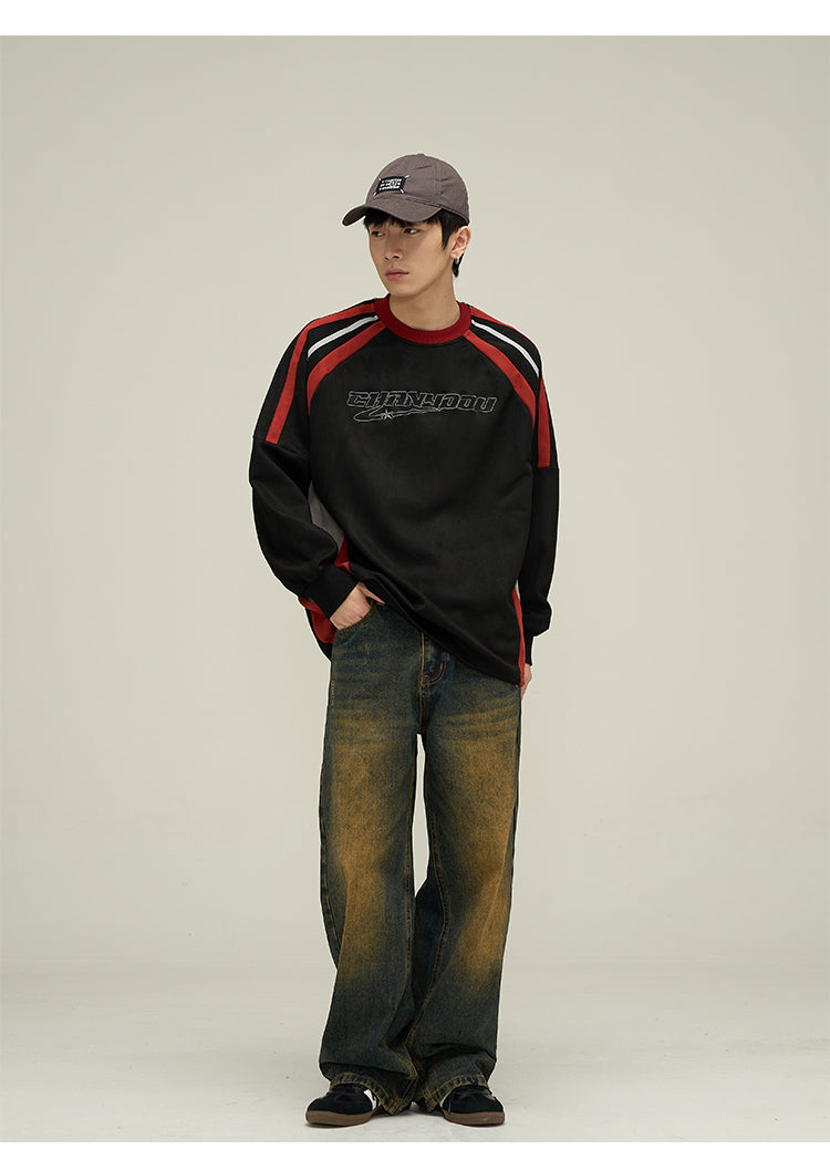 Retro round neck sports sweatshirt P618