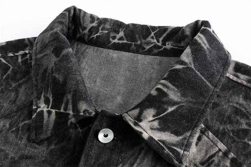 American retro tie-dye denim jacket P1334