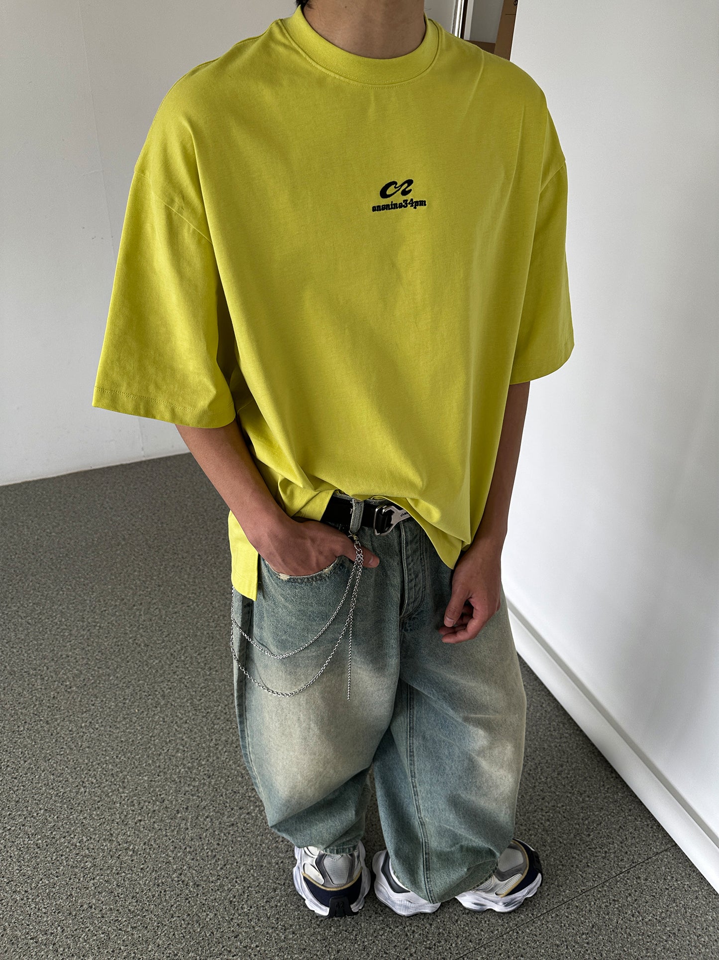 ルーズフィットシンプル刺繍Tシャツ P1469