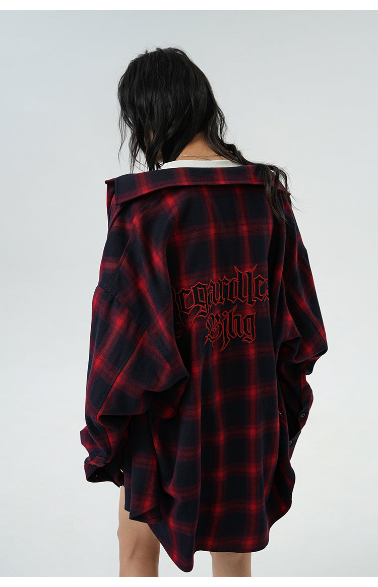 콘트라스트 체크 무늬 셔츠 P380