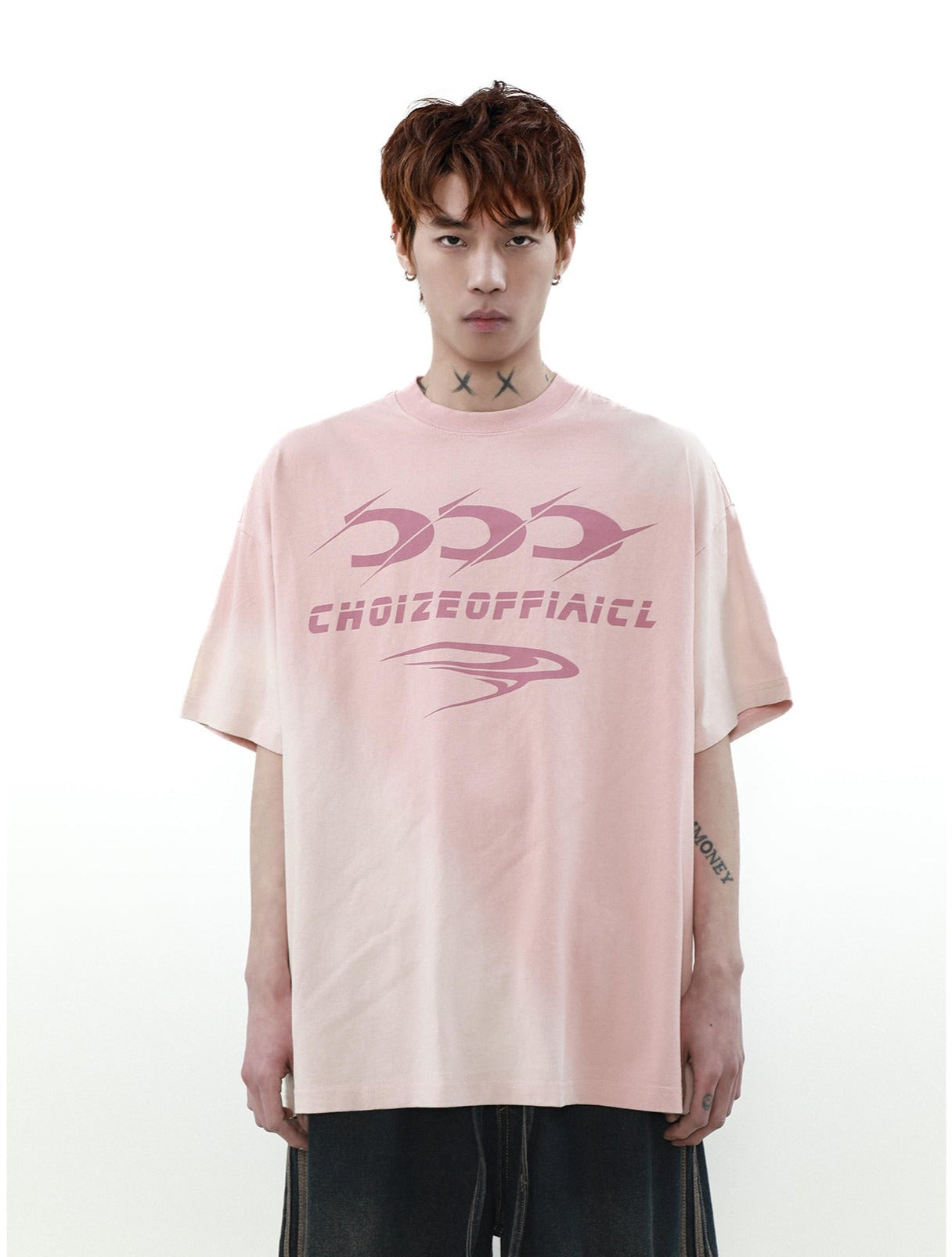 American retro wash gradient short sleeve T-shirt P1339