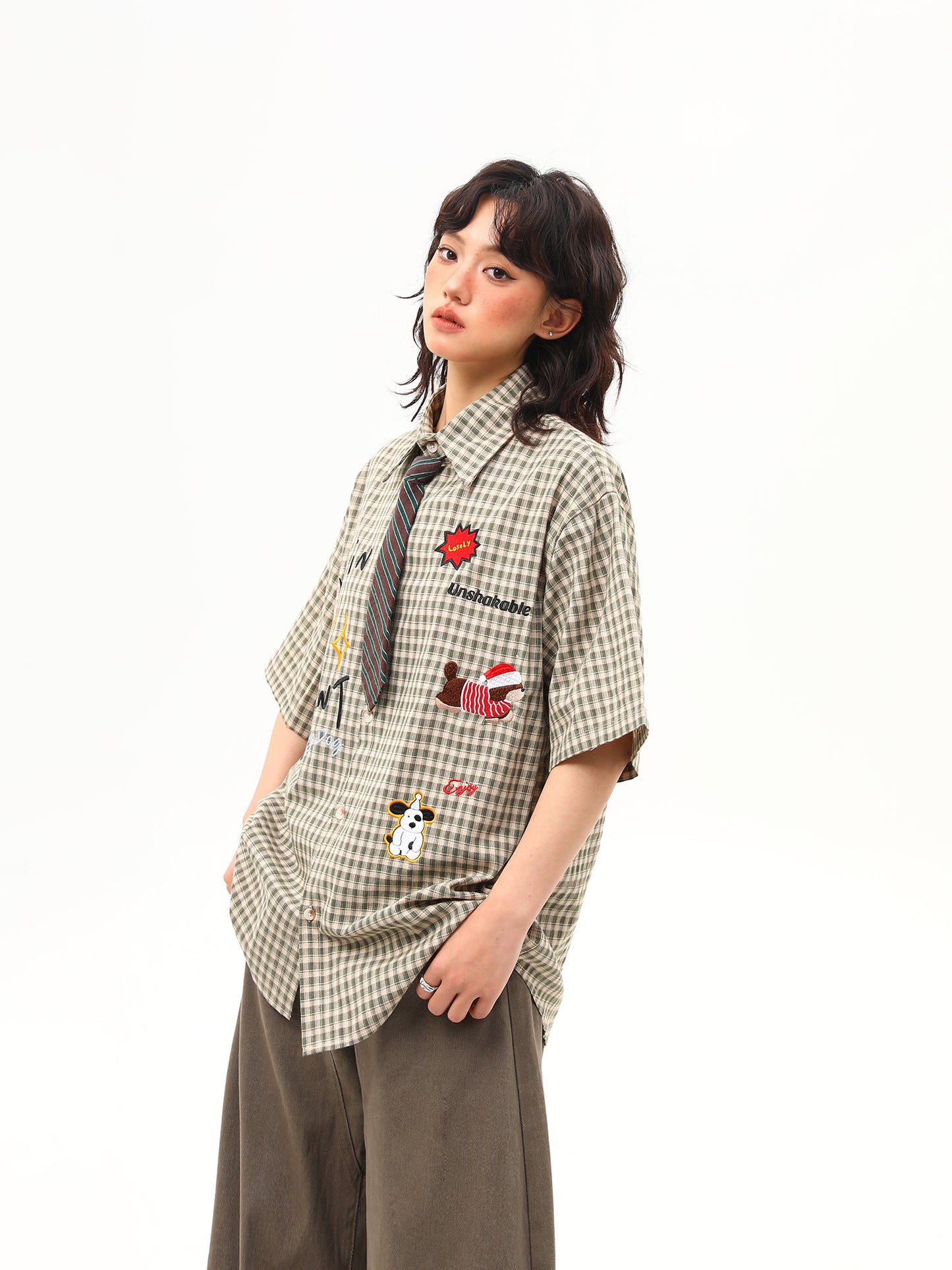 レトロ 刺繍シャツ P2027