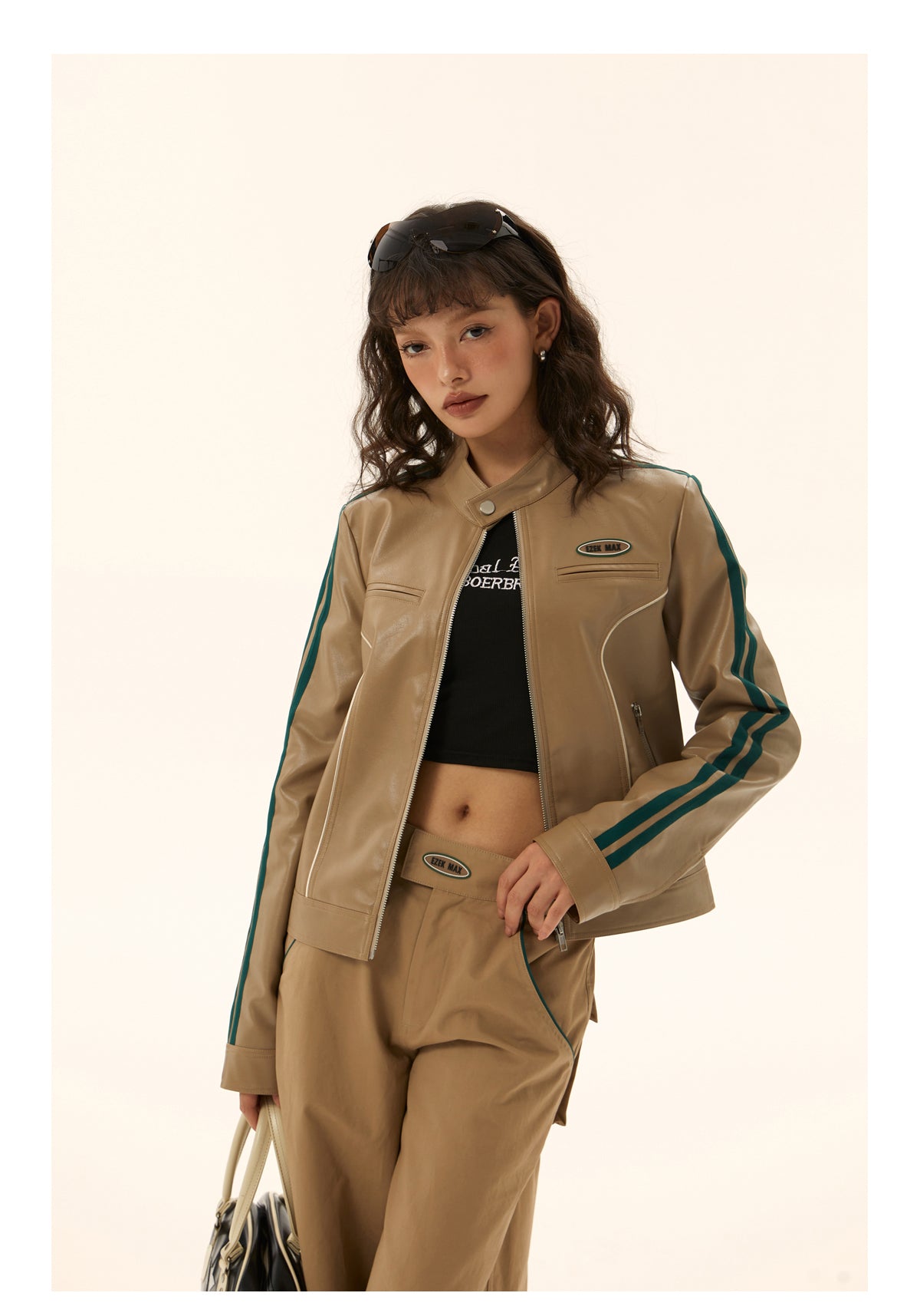 レザージャケット&ワイドストレートパンツ セットアップ P234