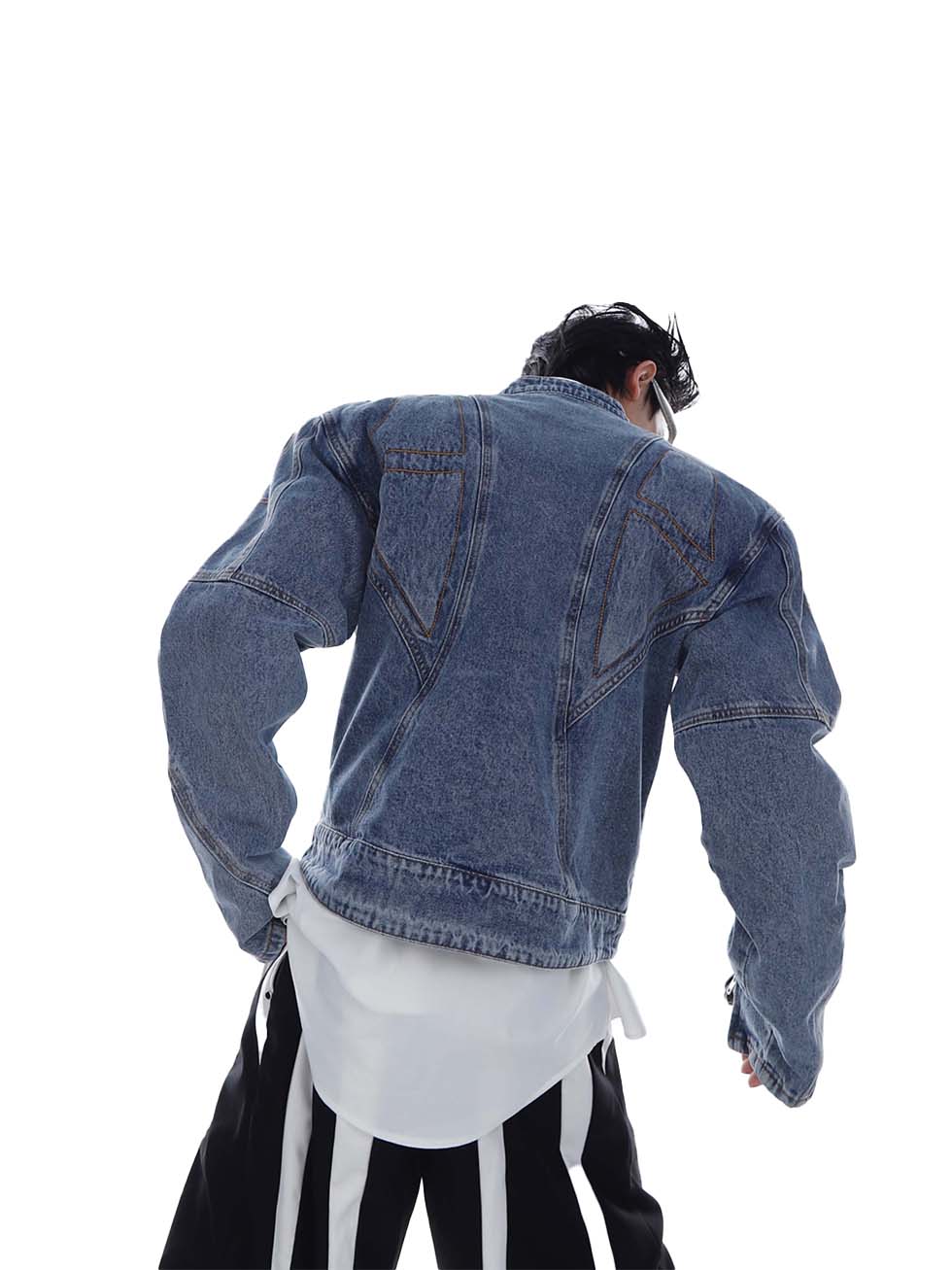 Washed short denim jacket P1117