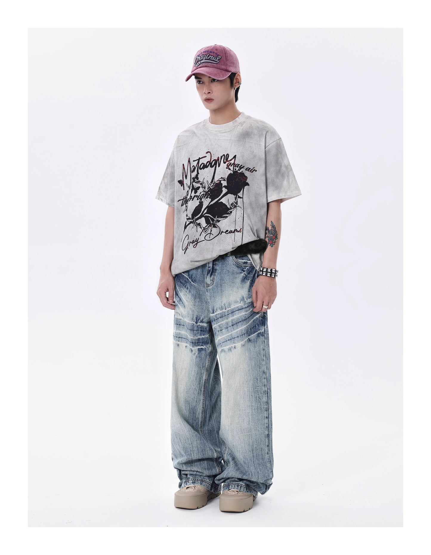 スプレーペイント ダーティウォッシュ 半袖Tシャツ P1458