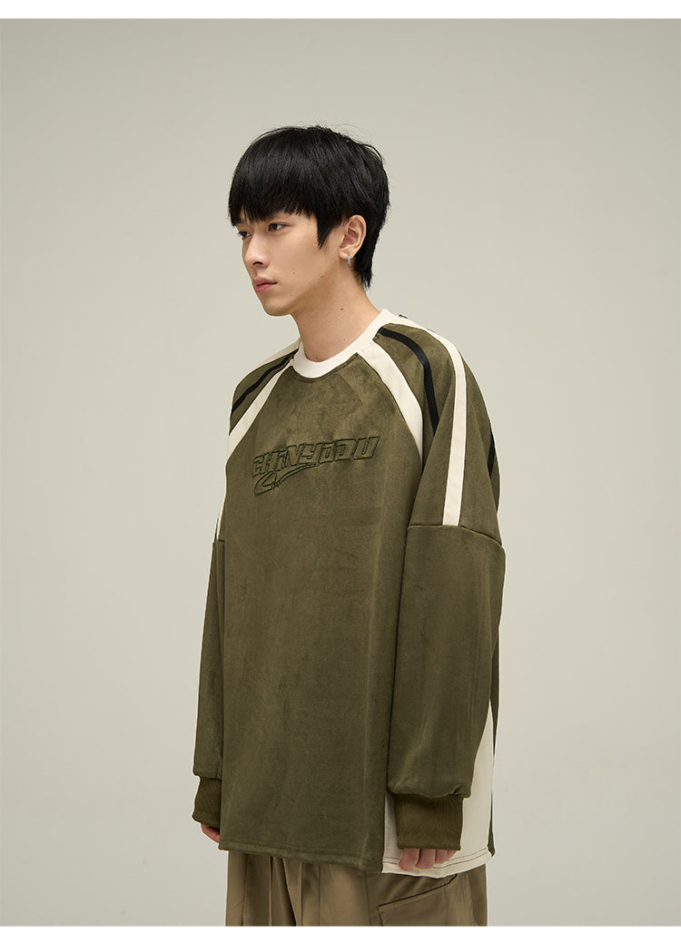 Retro round neck sports sweatshirt P618