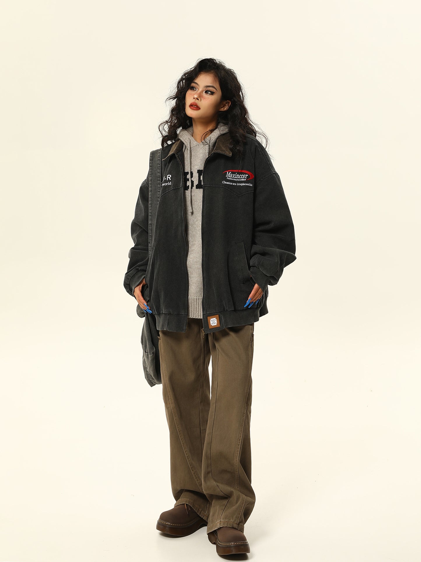 Loose Fit Retro Washed Work Jacket P1329