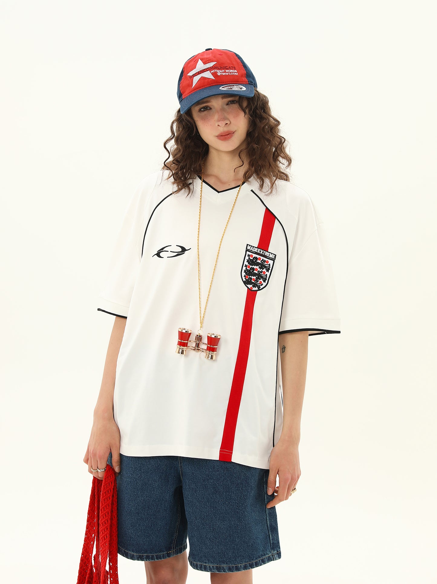 Vネック スポーツスタイル Tシャツ P2100