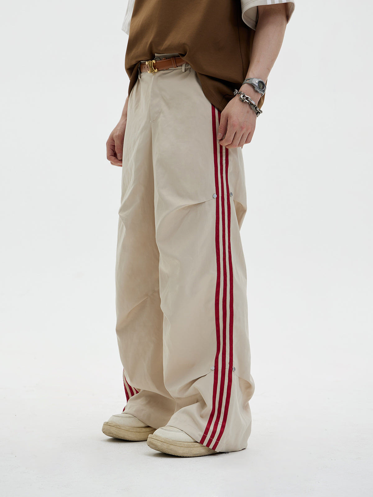 Wide leg side line casual pants P548